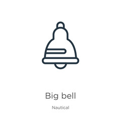 Big bell icon. Thin linear big bell outline icon isolated on white background from nautical collection. Line vector sign, symbol for web and mobile