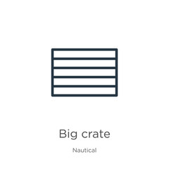 Big crate icon. Thin linear big crate outline icon isolated on white background from nautical collection. Line vector sign, symbol for web and mobile