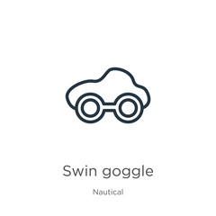 Swin goggle icon. Thin linear swin goggle outline icon isolated on white background from nautical collection. Line vector sign, symbol for web and mobile