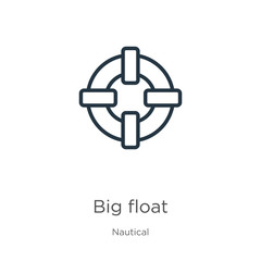 Big float icon. Thin linear big float outline icon isolated on white background from nautical collection. Line vector sign, symbol for web and mobile