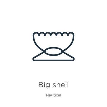 Big shell icon. Thin linear big shell outline icon isolated on white background from nautical collection. Line vector sign, symbol for web and mobile