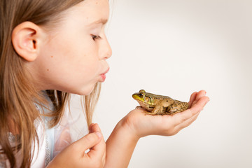 Princess Girl Kissing a Frog, Fairy Tale Magic