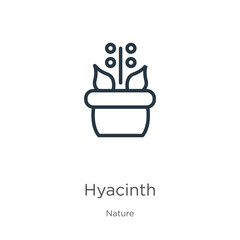 Hyacinth icon. Thin linear hyacinth outline icon isolated on white background from nature collection. Line vector sign, symbol for web and mobile