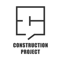 Obraz premium Engineering construction design. Apartment, office floor plan. Vector linear icon on a white background.