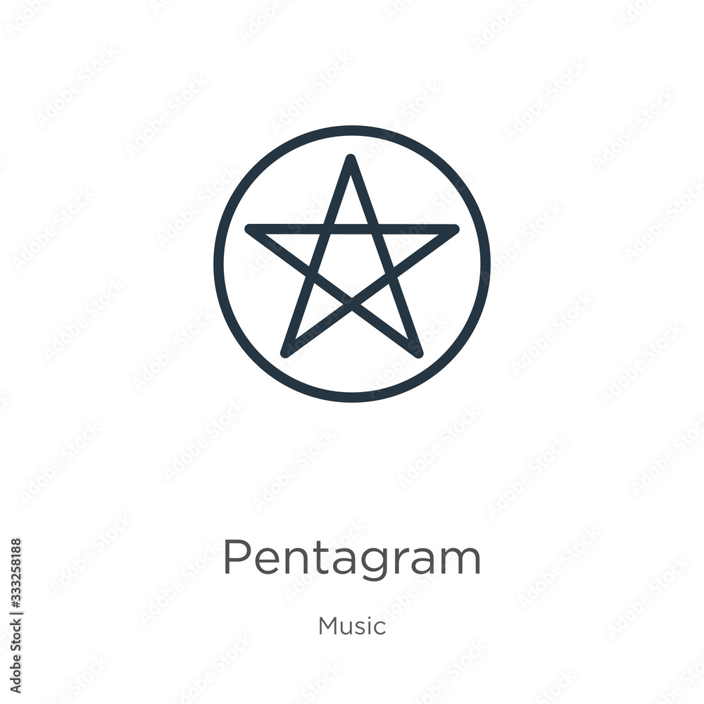 Wall mural pentagram icon. thin linear pentagram outline icon isolated on white background from music collectio