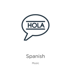 Spanish icon. Thin linear spanish outline icon isolated on white background from music collection. Line vector sign, symbol for web and mobile © Premium Art