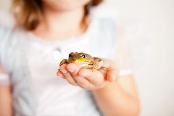 Princess Girl Holding a Frog, Fairy Tale Magic