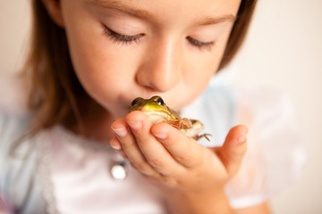Princess Girl Kissing a Frog, Fairy Tale Magic