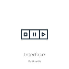 Interface icon. Thin linear interface outline icon isolated on white background from multimedia collection. Line vector sign, symbol for web and mobile