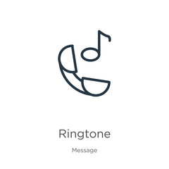 Obraz premium Ringtone icon. Thin linear ringtone outline icon isolated on white background from message collection. Line vector sign, symbol for web and mobile