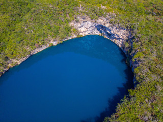 Obraz premium Aerial view with drone from Cenotes of Candelaria in Huehuetenango, Guatemala