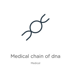 Medical chain of dna icon. Thin linear medical chain of dna outline icon isolated on white background from medical collection. Line vector sign, symbol for web and mobile