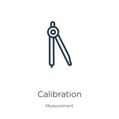 Calibration icon. Thin linear calibration outline icon isolated on white background from measurement collection. Line vector sign, symbol for web and mobile