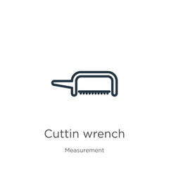 Cuttin wrench icon. Thin linear cuttin wrench outline icon isolated on white background from measurement collection. Line vector sign, symbol for web and mobile