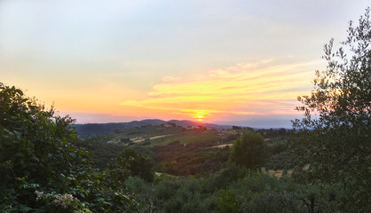Summer Sunset in Tuscany, Italy