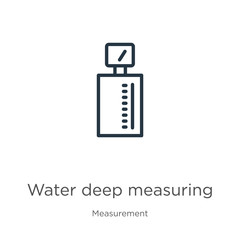 Water deep measuring icon. Thin linear water deep measuring outline icon isolated on white background from measurement collection. Line vector sign, symbol for web and mobile