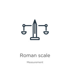 Roman scale icon. Thin linear roman scale outline icon isolated on white background from measurement collection. Line vector sign, symbol for web and mobile