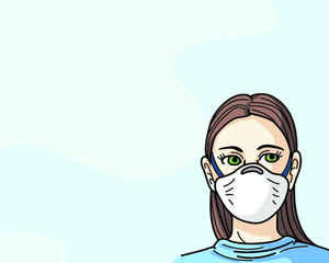 Woman wearing health mask to protect health