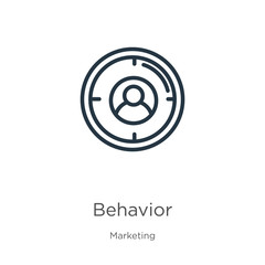 Behavior icon. Thin linear behavior outline icon isolated on white background from marketing collection. Line vector sign, symbol for web and mobile