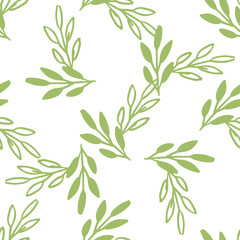 Vector Seamless pattern leaves green white color, Botanical Floral Decoration Texture