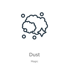 Dust icon. Thin linear dust outline icon isolated on white background from magic collection. Line vector sign, symbol for web and mobile