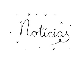 Notícias phrase handwritten with a calligraphy brush. News in portuguese. Modern brush calligraphy. Isolated word black