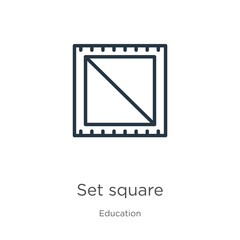 Set square icon. Thin linear set square outline icon isolated on white background from education collection. Line vector sign, symbol for web and mobile
