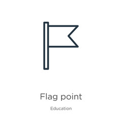 Flag point icon. Thin linear flag point outline icon isolated on white background from education collection. Line vector sign, symbol for web and mobile