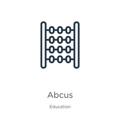 Abcus icon. Thin linear abcus outline icon isolated on white background from education collection. Line vector sign, symbol for web and mobile