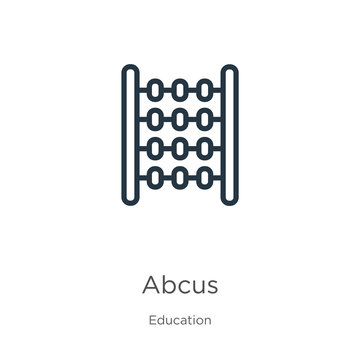 Abcus icon. Thin linear abcus outline icon isolated on white background from education collection. Line vector sign, symbol for web and mobile
