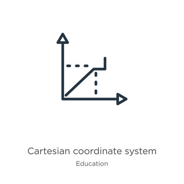 Cartesian coordinate system icon. Thin linear cartesian coordinate system outline icon isolated on white background from education collection. Line vector sign, symbol for web and mobile