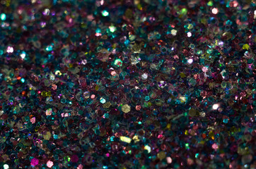 Glitter in a container (closeup, macro)
