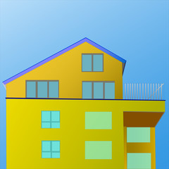 Exterior roof house building on a blue sky background
