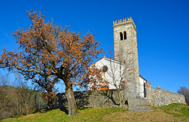 An old historic church near the village of Golo Brdo in the Brda municipality of Primorska in...