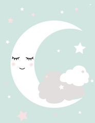 Cute illustration for baby room interior design