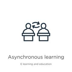 Asynchronous learning icon. Thin linear asynchronous learning outline icon isolated on white background from e learning and education collection. Line vector sign, symbol for web and mobile