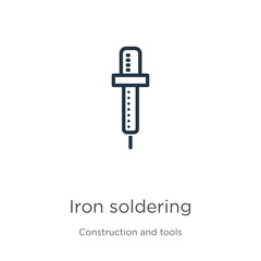 Iron soldering icon. Thin linear iron soldering outline icon isolated on white background from construction and tools collection. Line vector sign, symbol for web and mobile