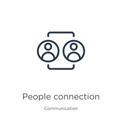 People connection icon. Thin linear people connection outline icon isolated on white background from communication collection. Line vector sign, symbol for web and mobile