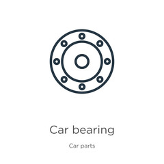 Car bearing icon. Thin linear car bearing outline icon isolated on white background from car parts collection. Line vector sign, symbol for web and mobile