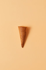  waffle cones on pastel background..