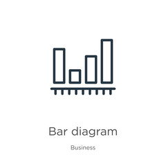 Bar diagram icon. Thin linear bar diagram outline icon isolated on white background from business collection. Line vector sign, symbol for web and mobile