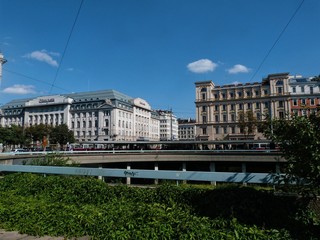 View of buildings with classical architecture in Vienna, Austria.1