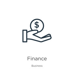 Finance icon. Thin linear finance outline icon isolated on white background from business collection. Line vector sign, symbol for web and mobile