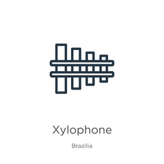 Xylophone icon. Thin linear xylophone outline icon isolated on white background from brazilia collection. Line vector sign, symbol for web and mobile