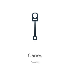 Canes icon. Thin linear canes outline icon isolated on white background from brazilia collection. Line vector sign, symbol for web and mobile