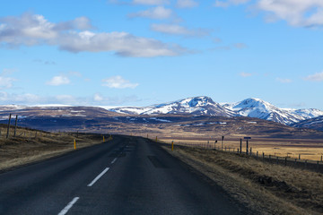 Beautiful mountains along the ring road, route 1 in Iceland