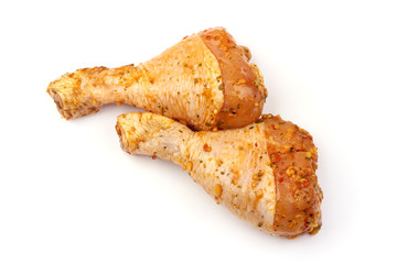 Raw Chicken drumsticks for BBQ, isolated on white background