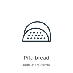 Pita bread icon. Thin linear pita bread outline icon isolated on white background from bistro and restaurant collection. Line vector sign, symbol for web and mobile