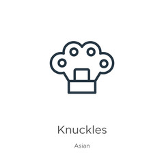 Knuckles icon. Thin linear knuckles outline icon isolated on white background from asian collection. Line vector sign, symbol for web and mobile
