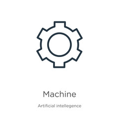 Machine icon. Thin linear machine outline icon isolated on white background from artificial intelligence collection. Line vector sign, symbol for web and mobile